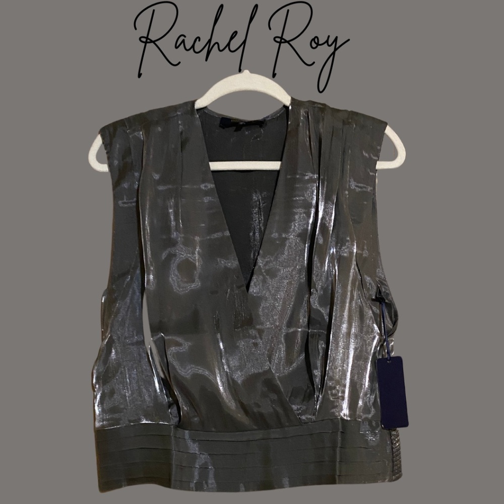 NWT Rachel Roy Silver Metallic Blouse